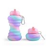 550ML Collapsible Water Bottles Outdoor Sports Fold Water Cup Silicone Leakproof Portable Kettle Travel Children Adult Bottle - 550ML - H