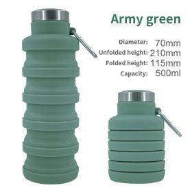 500ml outdoor retractable water bottle portable collapsible silica gel sports cup - as shown - A04 500ML