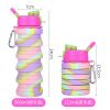 500ML Large Capacity Silicone Sports Water Bottle Outdoor Folding Water Cup For Climbing Travel - 500ml Pink-B