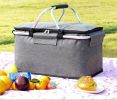 Outdoor Folding Picnic Bag Fruit Basket Thermal Storage Basket - blue