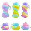 550ML Collapsible Water Bottles Outdoor Sports Fold Water Cup Silicone Leakproof Portable Kettle Travel Children Adult Bottle - 550ML - F