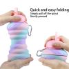 550ML Collapsible Water Bottles Outdoor Sports Fold Water Cup Silicone Leakproof Portable Kettle Travel Children Adult Bottle - 550ML - D