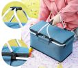 Outdoor Folding Picnic Bag Fruit Basket Thermal Storage Basket - blue