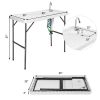 Folding Cleaning Sink Faucet Cutting Camping Table with Sprayer - white