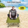 Folding Camping Cot with Side Storage Pocket Detachable Headrest - Green