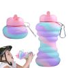 550ML Collapsible Water Bottles Outdoor Sports Fold Water Cup Silicone Leakproof Portable Kettle Travel Children Adult Bottle - 550ML - D