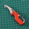 Multitool Keychain Knife; Small Pocket Box/Strap Cutter; Razor Sharp Serrated Blade And Paratrooper Hook; EDC Folding Knives - Orange+Black