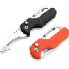 Multitool Keychain Knife; Small Pocket Box/Strap Cutter; Razor Sharp Serrated Blade And Paratrooper Hook; EDC Folding Knives - Army Green+black