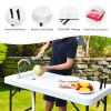 Folding Cleaning Sink Faucet Cutting Camping Table with Sprayer - white